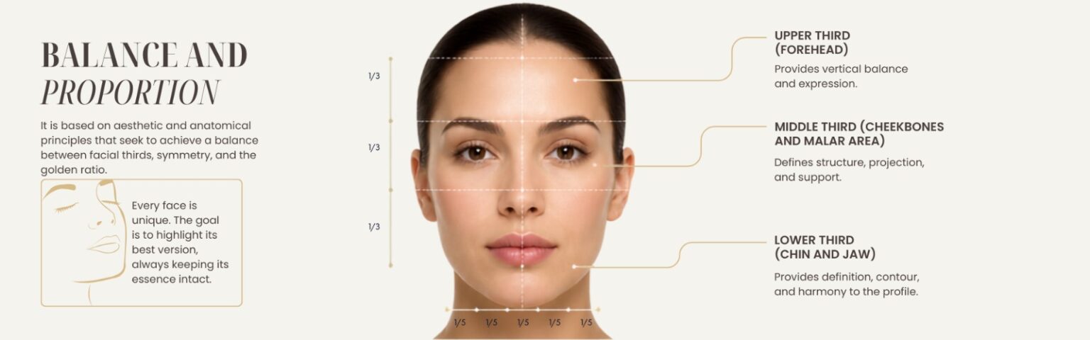 Medical explanation of facial harmonization performed by specialists to improve facial balance and proportions.